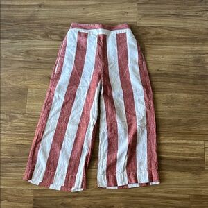 Madewell Striped Red and White Wide-Leg Pants